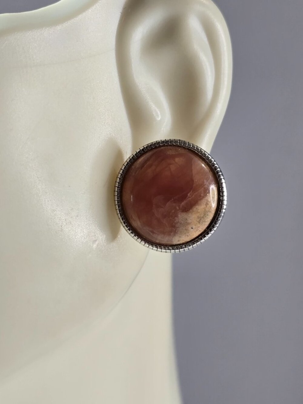 Womens Vintage Estate Sterling Silver Carnelian Stud Earrings 5.9g E3283